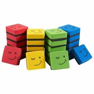 Pack of 4 Magnetic whiteboard dry erasers winking smiley faces (assorted colors)